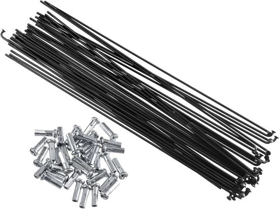Set di 36 raggi in acciaio per bicicletta, 14 G, 230 mm di lunghezza con gommini - Set di 36 pezzi - Raggio anteriore, raggio posteriore - Ricambio.