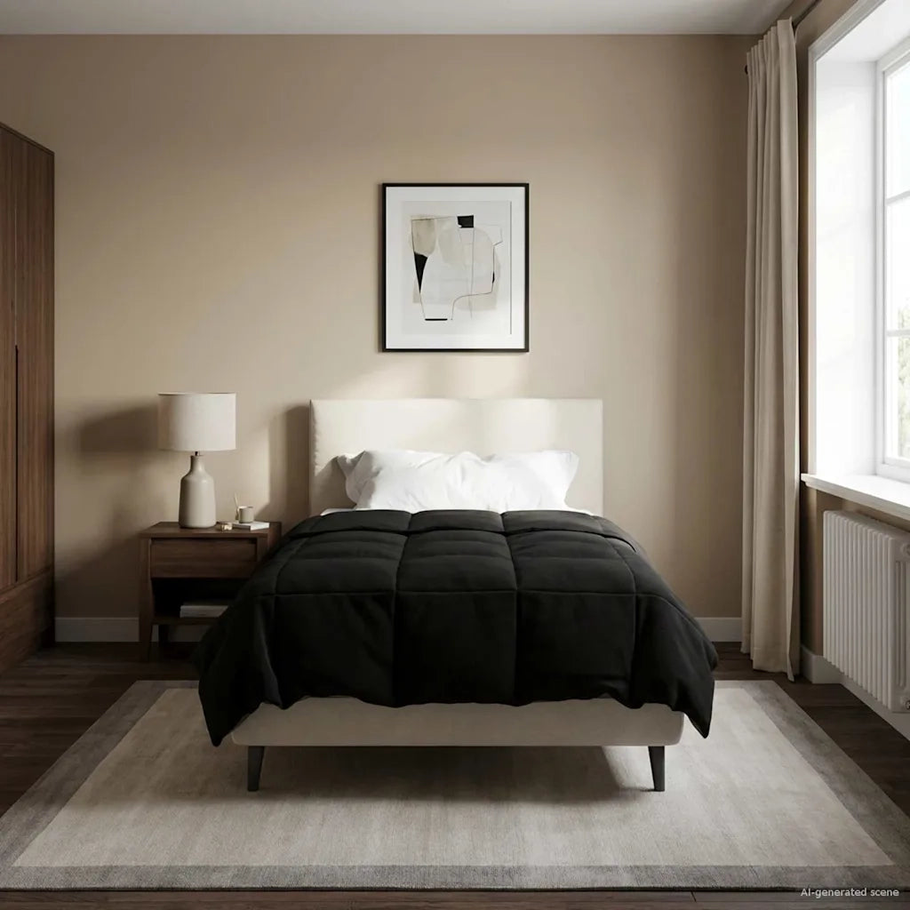 Duvet Invernale Trapuntato Nero 155 x 220 cm Microfibra