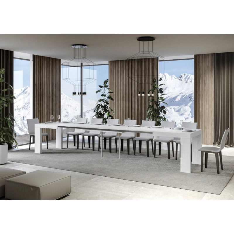 Tavolo allungabile 90x130/390 cm Roxell - Bianco Frassino