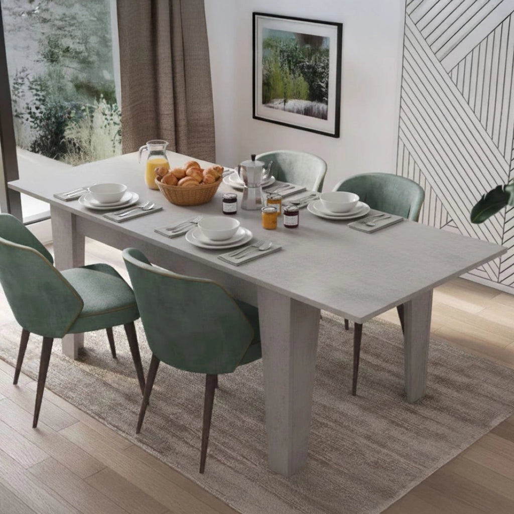 Salmour, Tavolo Allungabile Allungabile, 200x88x78h cm Grigio Cemento