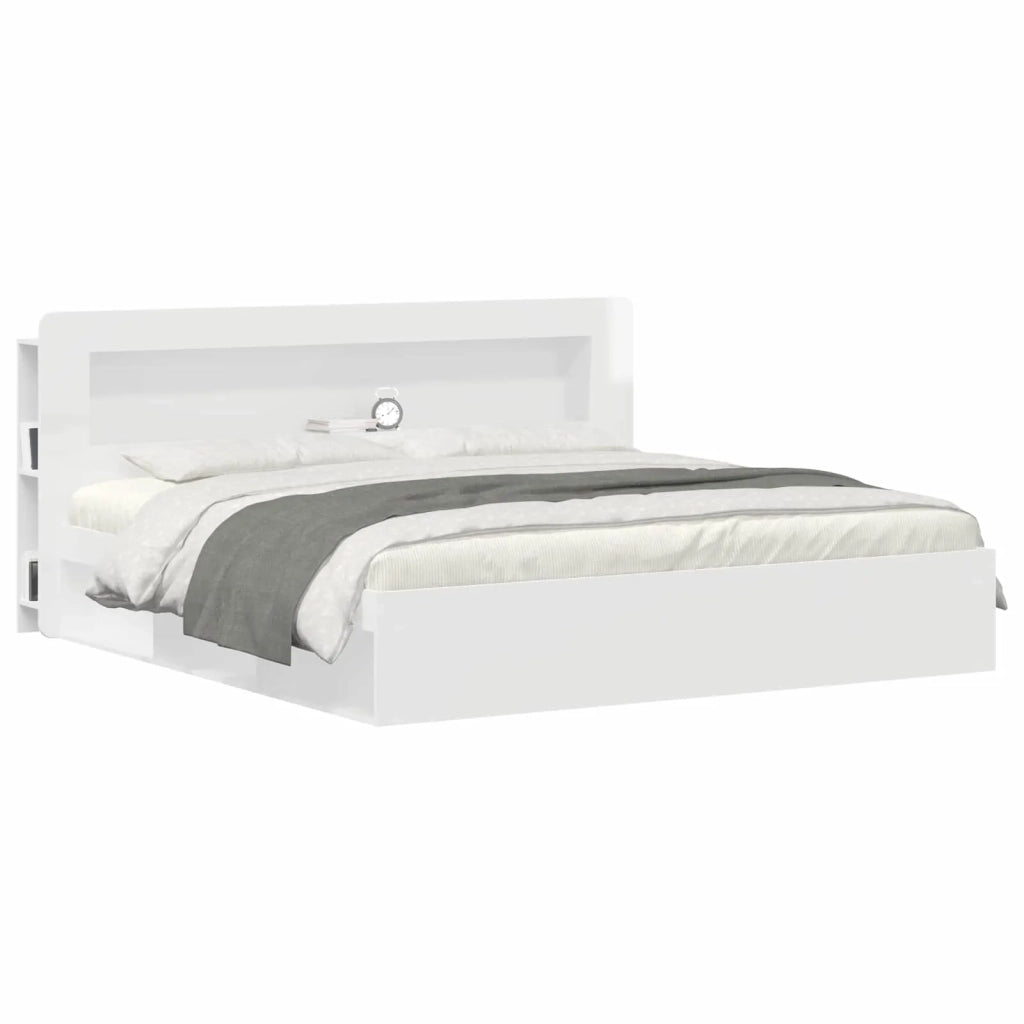 Testata del letto Bianco Lucido Legno ingegnerizzato