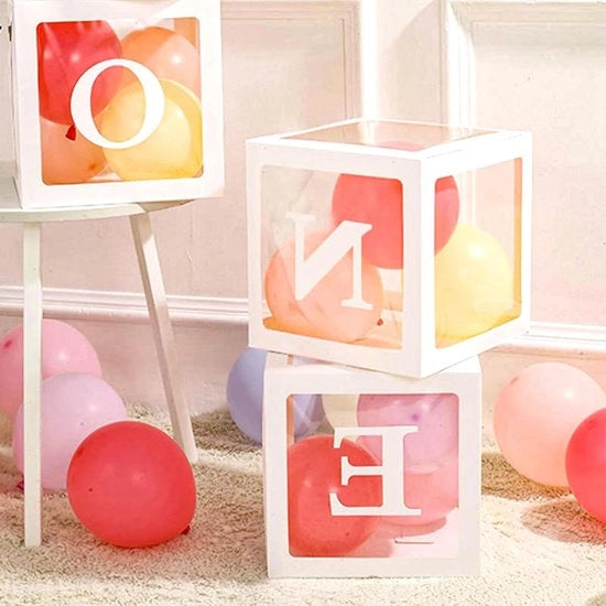 Decorazione di compleanno 3 pezzi scatola di palloni 1° compleanno bambina bambino - scatola decorazione palloni - primo compleanno scatola palloni - selvaggio 1 - scatola palloni per 1° compleanno