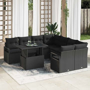 Set Divano da Giardino con cuscino 9 pcs Nero polyrattan 3348799