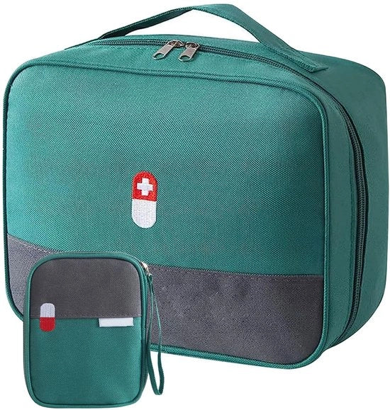 Borsa di Prima Assistenza con Alta Capacità - Impermeabile - Verde - Adatta per Scuola e Viaggi - Ideale per Casa e Campeggio