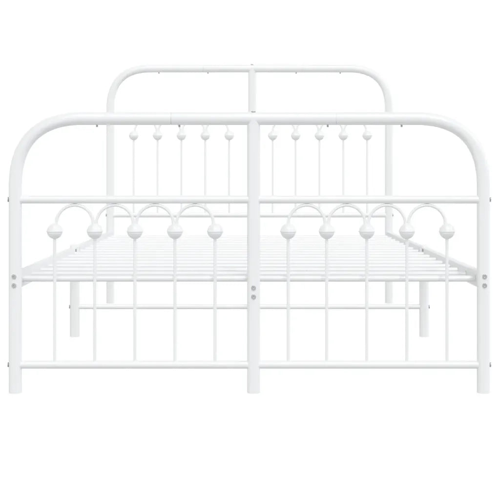 Giroletto con Testiera e Pediera Metallo Bianco 120x190 cm 376664