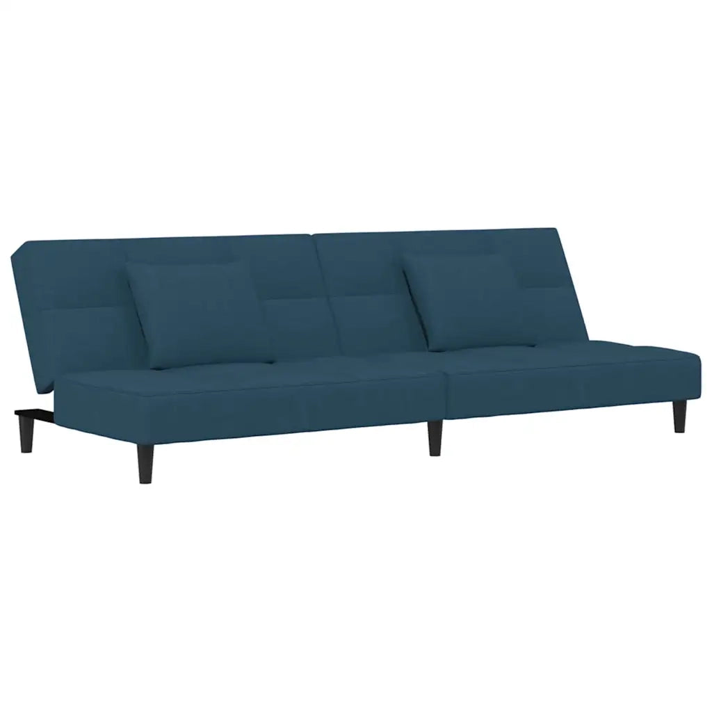 Divano letto | Sof¨¤ letto | Letto singolo a 2 Posti con 2 Cuscini Blu in Velluto