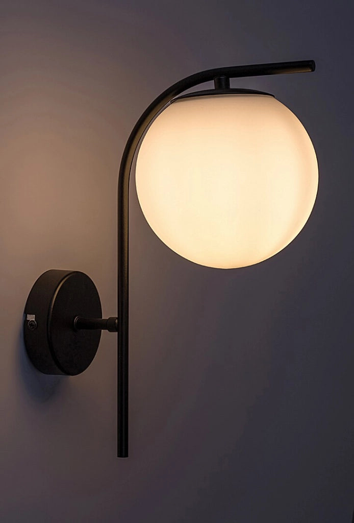 Applique sfera vetro bianco/nero E27 Ghita Rabalux