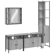 Set Mobili da Bagno | Armadio da bagno 4 pz Grigio Sonoma in Legno Multistrato