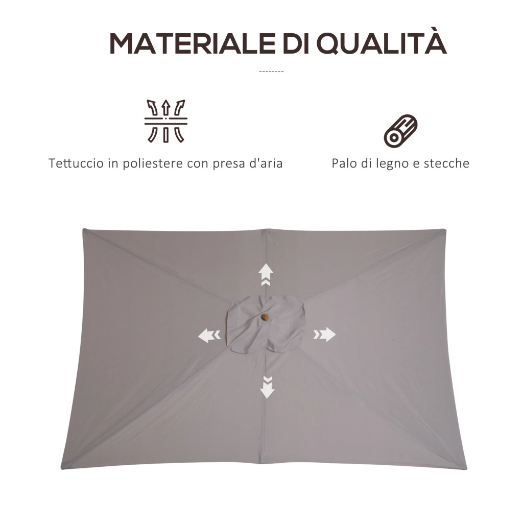 Ombrellone da Giardino ¨C Zephmum ¨C Legno Grigio 2x3 m