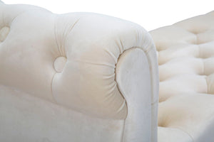 Panchetta Paris 120x40x60 cm in Legno Spugna Metallo e Poliestere Crema Nero e Oro