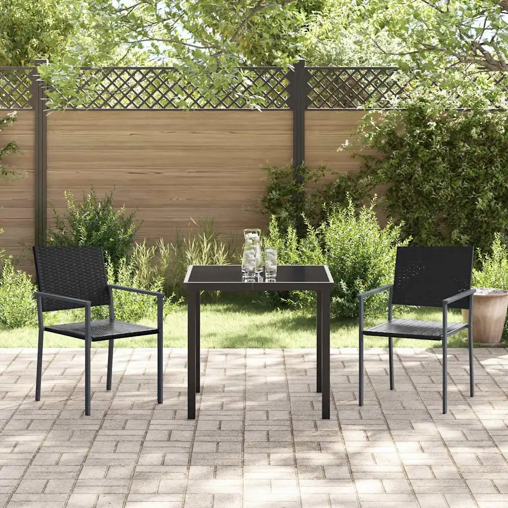 Set da Pranzo per Giardino 3 pcs Nero Rattan in PE 3379079