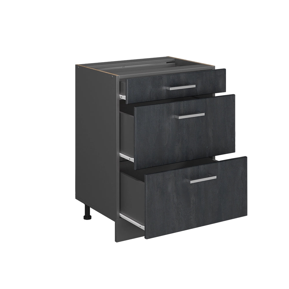 Vicco Mobiletto base per cucina Calcestruzzo nero 60 cm PT Rovere