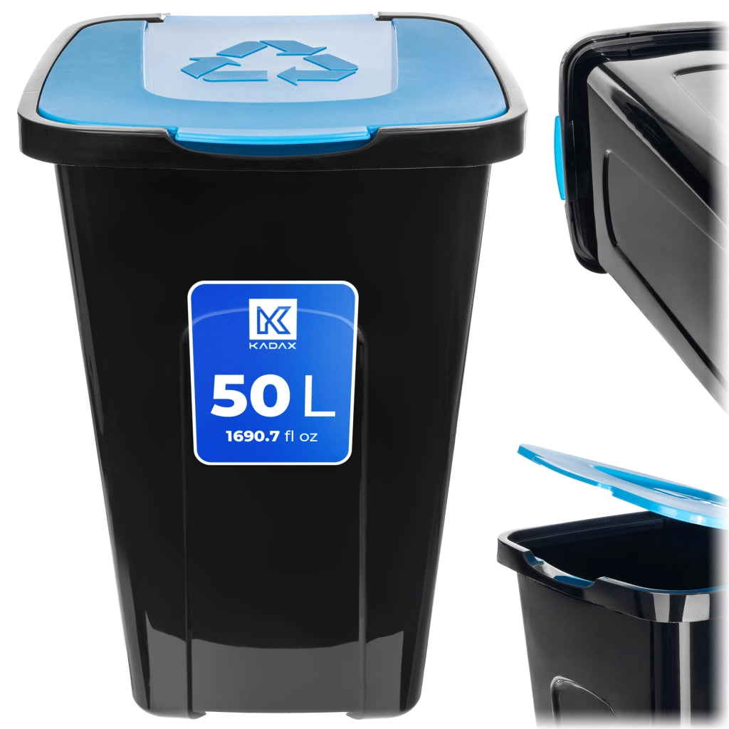 Contenitore per la raccolta differenziata dei rifiuti KADAX, 50 litri, colore blu.