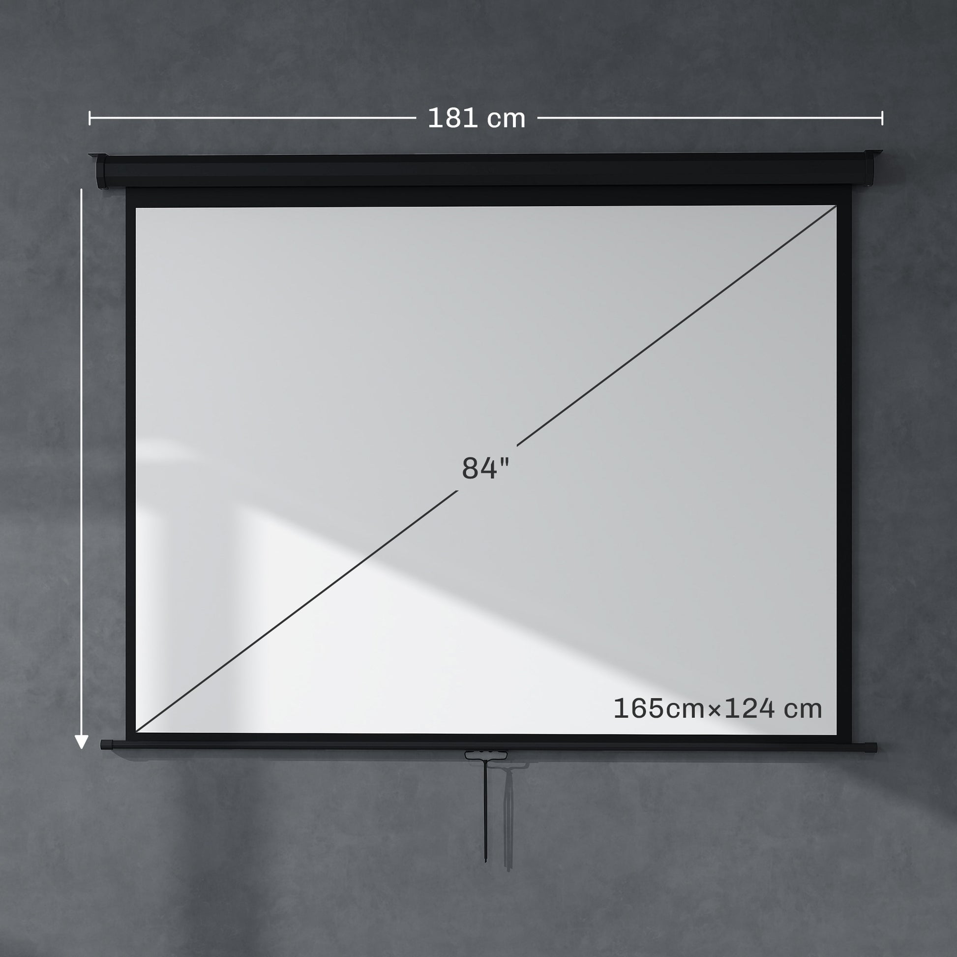 Telo per Proiettore 84" Formato 4:3 Angolo di 160° e Montaggio a Soffitto o Parete Nero