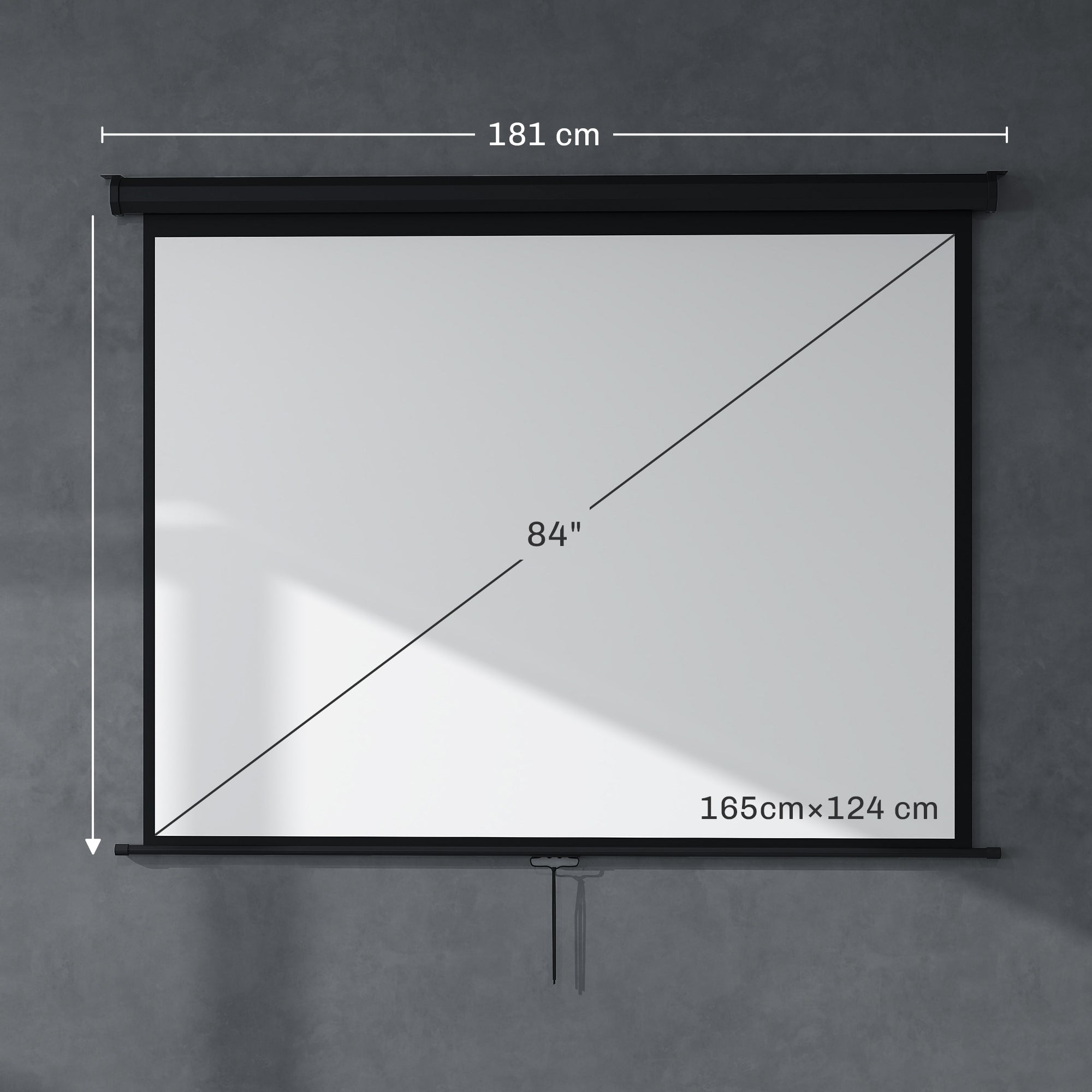 Telo per Proiettore 84" Formato 4:3 Angolo di 160° e Montaggio a Soffitto o Parete Nero