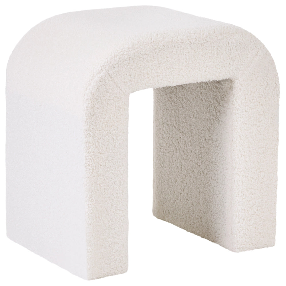 Pouf bianco sporco Rivestimento in bouclé Pouf a forma di U Design moderno Accessori per il soggiorno