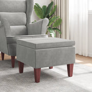 Poggiapiedi con Gambe in Legno Grigio Chiaro in Velluto 329457