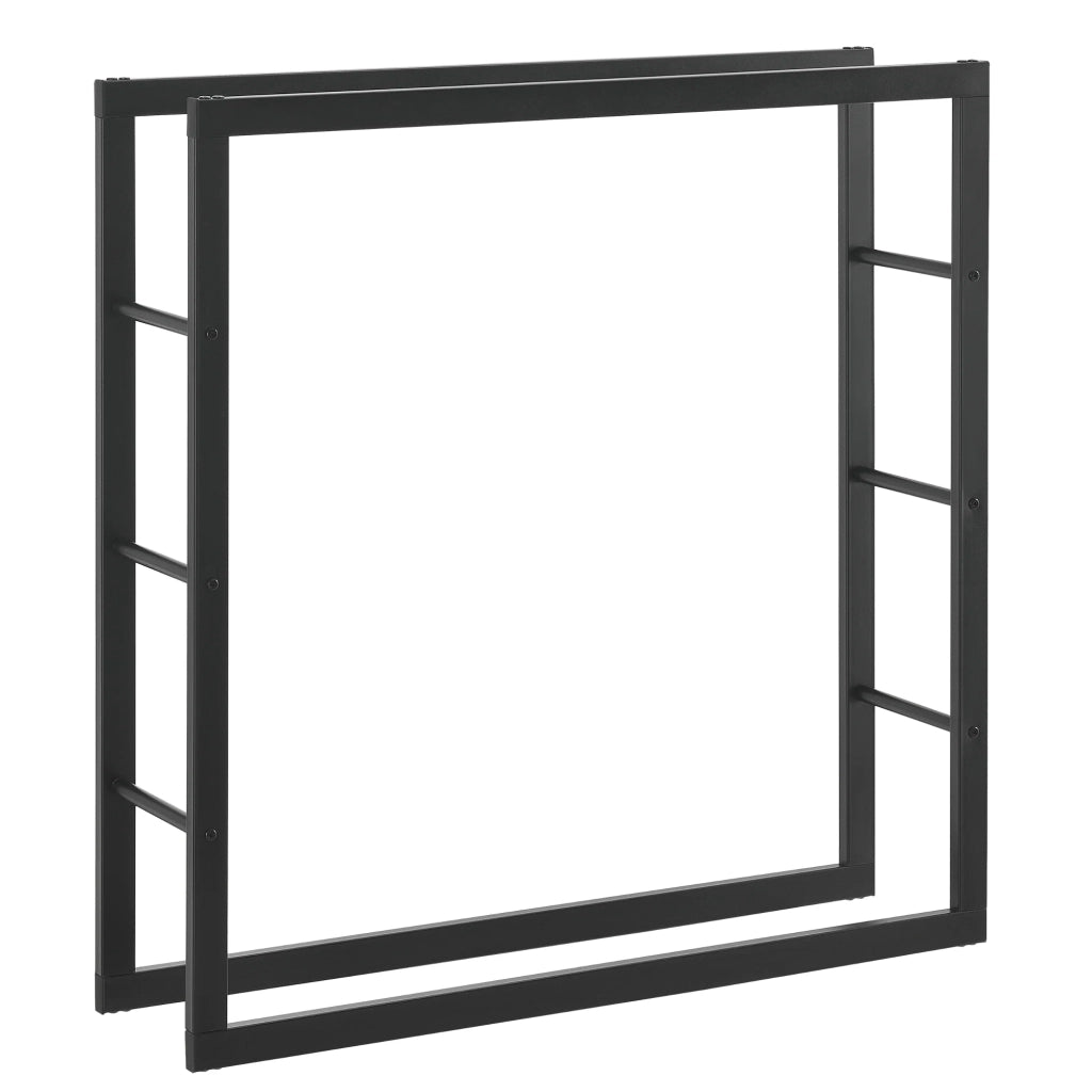 Portalegna per uso interno/esterno portalegna di design supporto per legna da ardere acciaio 100 x 25 x 100 cm nero 03_0006296