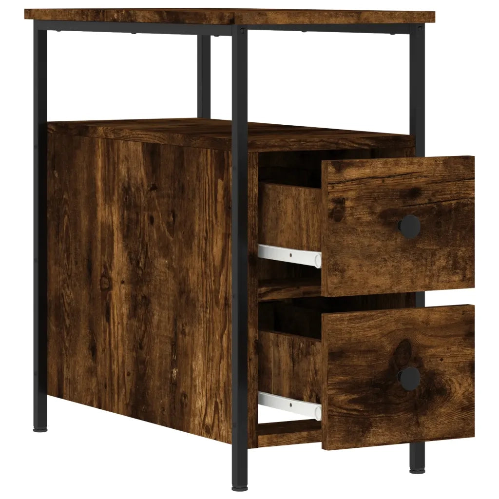 Set di 2 Comodini | Armadio da Notte | Mobiletto da notte Rovere Fumo 30x60x60 cm in Legno Multistrato