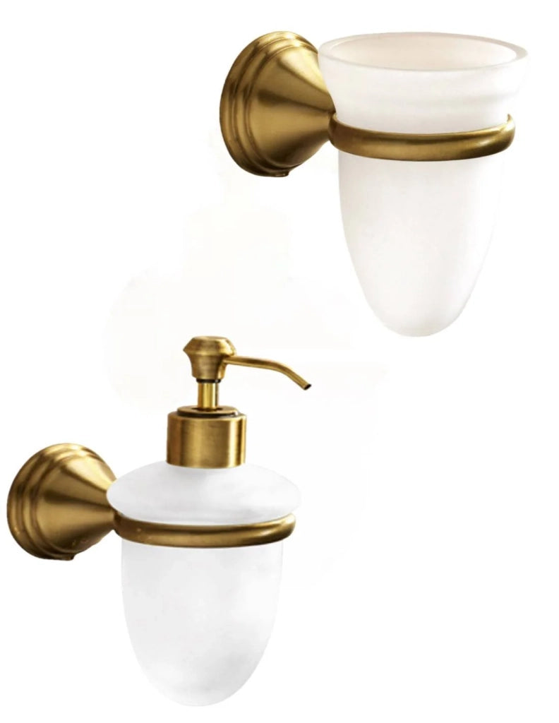 Set portaspazzolini e dosasapone da muro Gedy linea Romance bronzo
