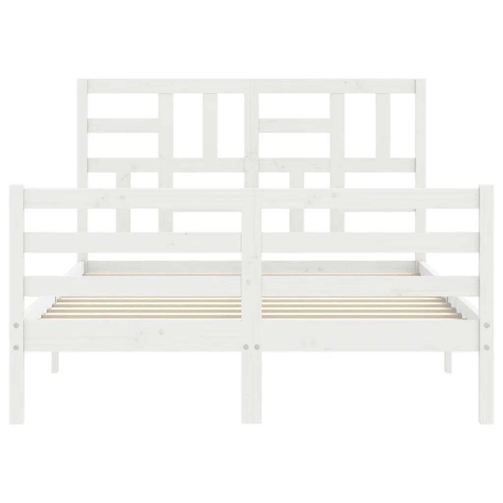 Giroletto con Testiera-Struttura Letto con testiera Bianco 140x190 cm in Legno Massello 979851