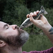 Fles per la colonna vertebrale - Fles in forma di pesce in acciaio inossidabile per uomini con imbuto, 120 ml