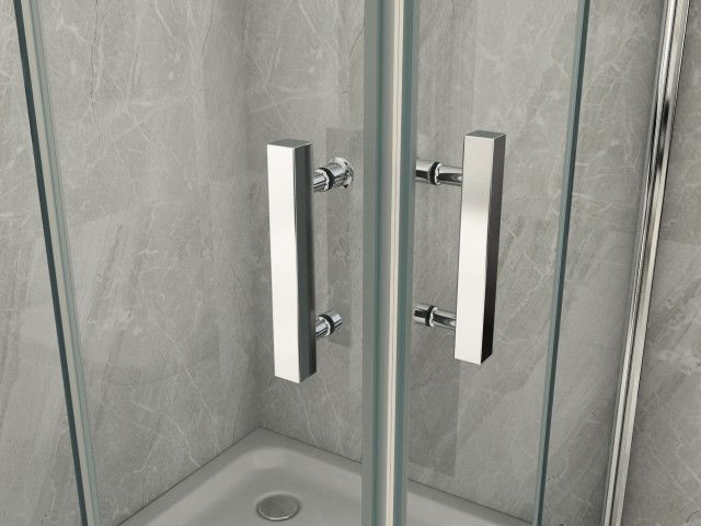 Box doccia in Cristallo 8 mm frameless due lati con due porte a libro soffietto Easyclean - Misura: 100 x 100 x 195h cm