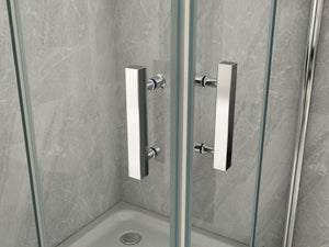 Box doccia in Cristallo 8 mm frameless due lati con due porte a libro soffietto Easyclean - Misura: 60 x 60 x 195h cm 