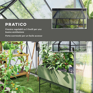 Serra 190x253x199 cm con Finestra Apribile e Porta Scorrevole in Policarbonato e Alluminio Grigio Scuro