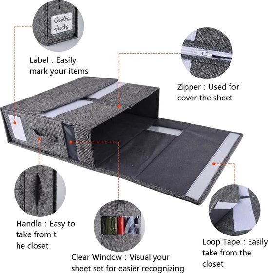 Cassa di stoccaggio per sotto il letto, 2 pezzi, cassetto pieghevole per stoccaggio, lenzuola, commoda sotto il letto, organizzatore, per biancheria da letto, stoccaggio, coperte, abbigliamento, armadio per abbigliamento