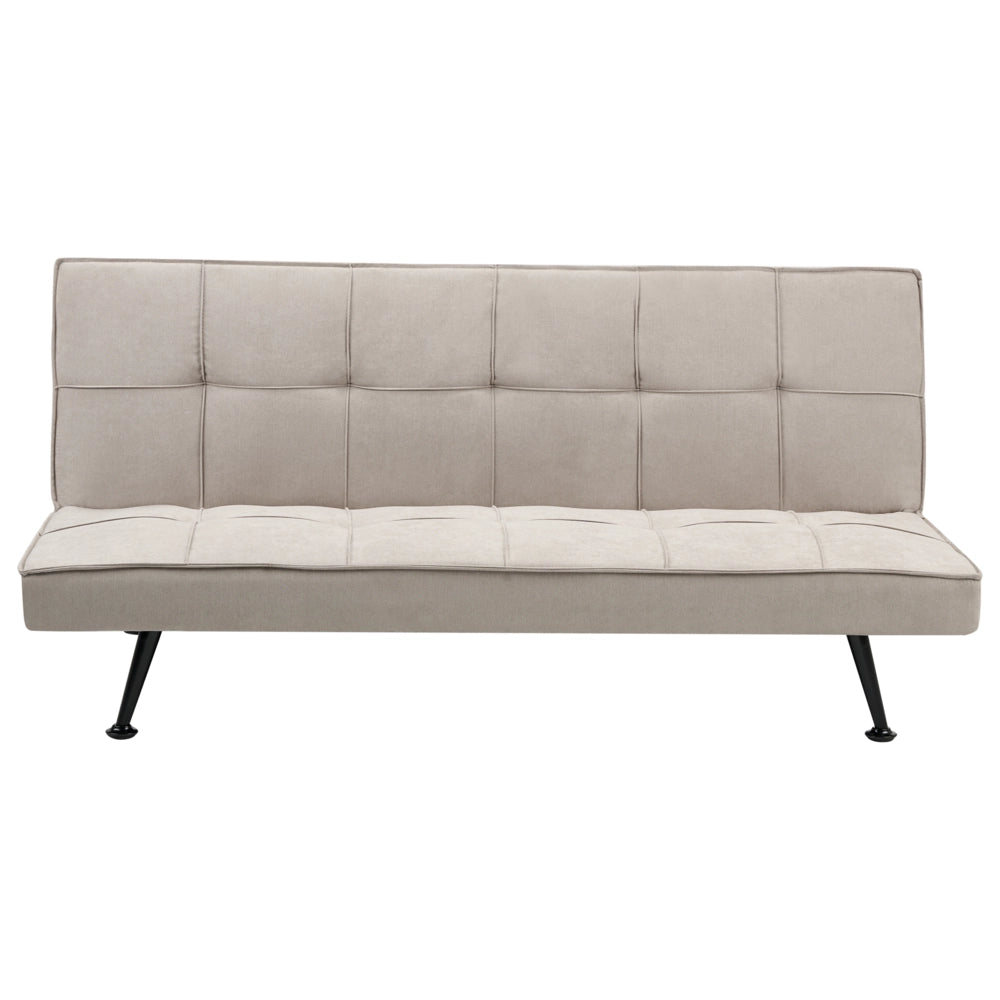Divano letto in tessuto beige a 3 posti con imbottitura trapuntata Letto per ospiti senza braccioli con chiusura a scatto