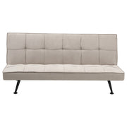 Divano letto in tessuto beige a 3 posti con imbottitura trapuntata Letto per ospiti senza braccioli con chiusura a scatto
