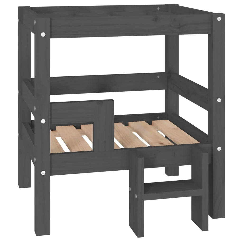 Divano a forma di cesto per cani comodo 55,5 x 53,5 x 60 cm in legno massello di pino grigio 02_0042711