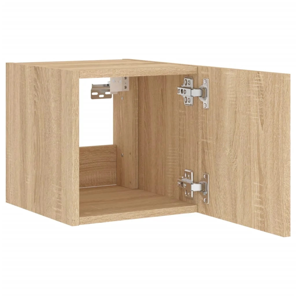Mobile TV multimediale da parete mensola TV credenza TV sala da pranzo soggiorno camera da letto luci LED 2 pezzi rovere Sonoma 30,5 x 35 x 30 cm marrone 02_0029171