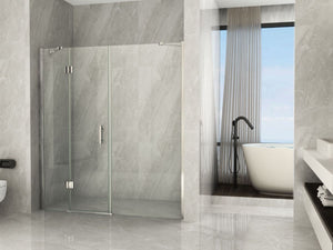 Porta doccia Cristallo 8 mm apertura battente esterno con maniglia e lato fisso - Misura: 166 x H 195