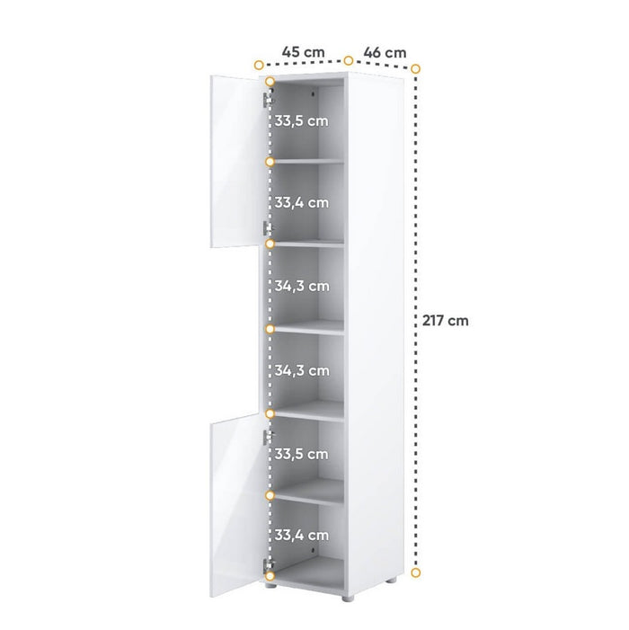 Lenart mobile BC 08 colonna verticale camera da letto cm46x45x217h biaco lucido