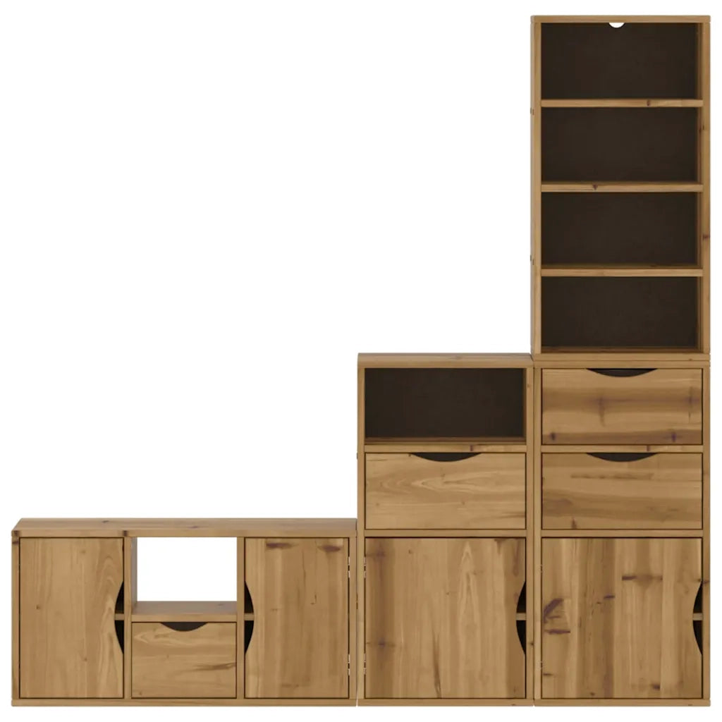 Mobile TV 5 pz con Contenitore ODDA in Legno Massello di Pino 3365380