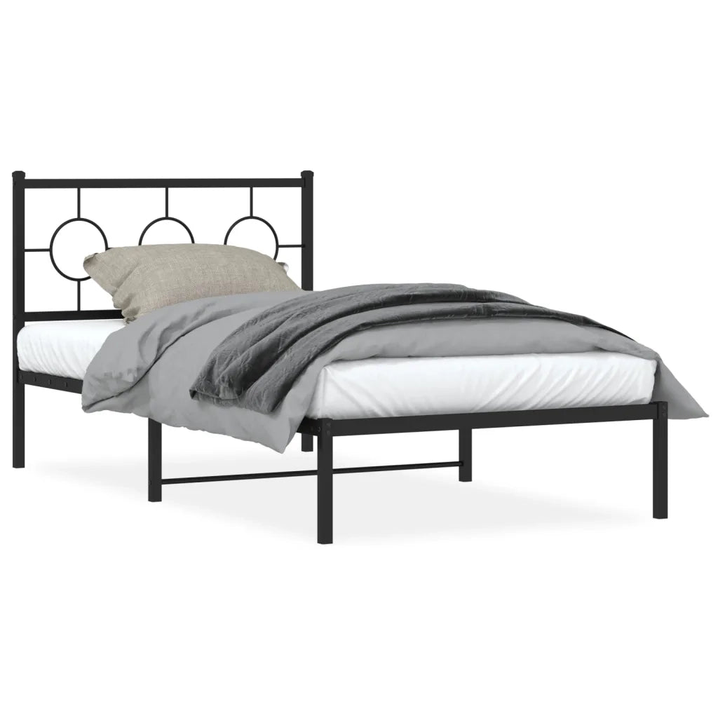 Giroletto con Testiera Metallo Nero 100x200 cm 376221