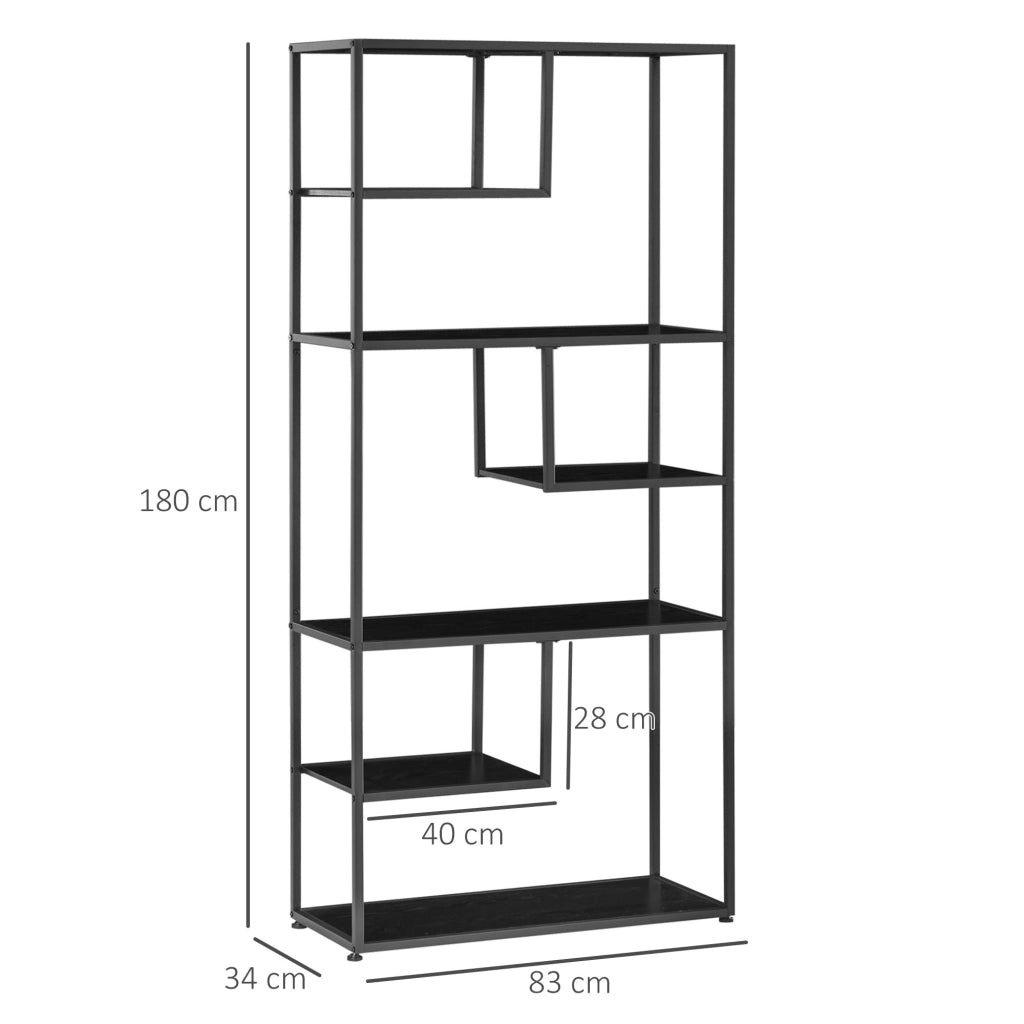 Libreria scaffale a 7 livelli stile industriale ¨C zephmum ¨C nero 83x34x180 cm