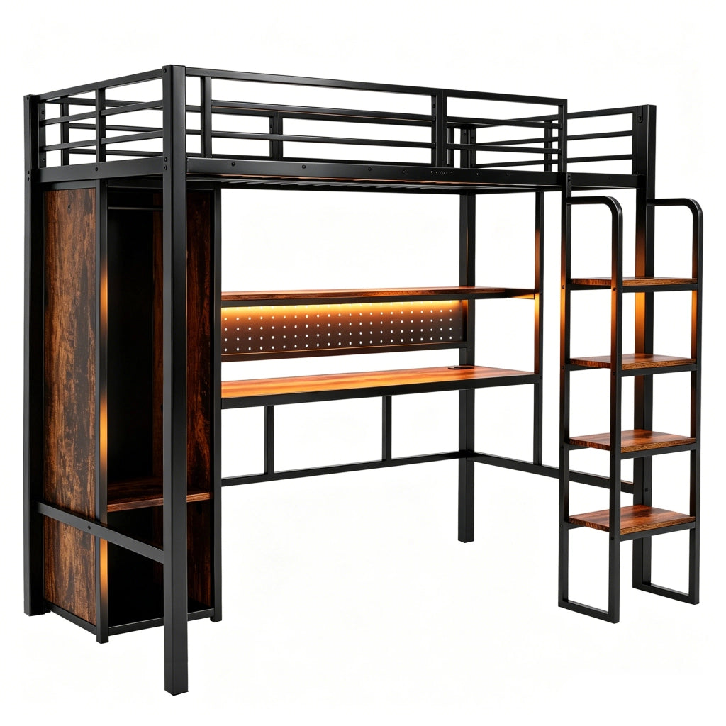 letto a castello mdf metallo nero 90 x 200 cm