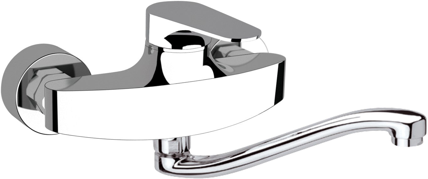 Rubinetto per lavello a muro con bocca a s girevole - serie class line