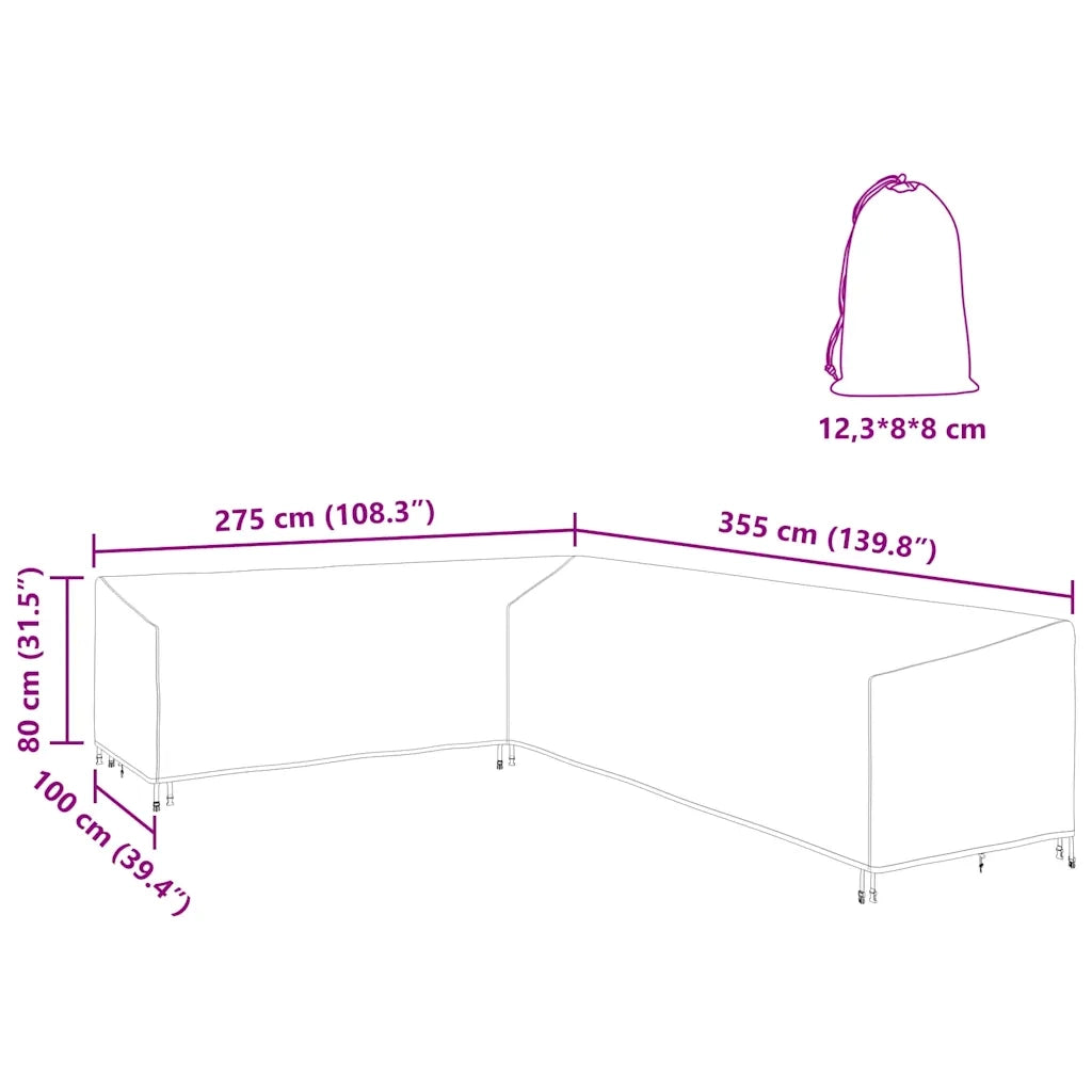 vidaXL Copertura per mobili da esterno 355 x 275 x 80 cm