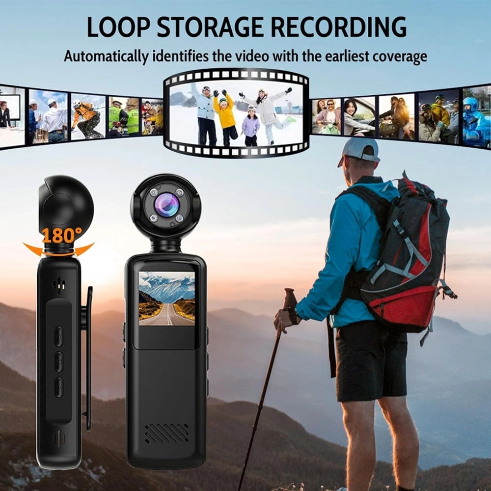 Trade Shop - Fotocamera Tascabile Wifi Action Camera Videocamera Portatile Registratore Multifunzione -