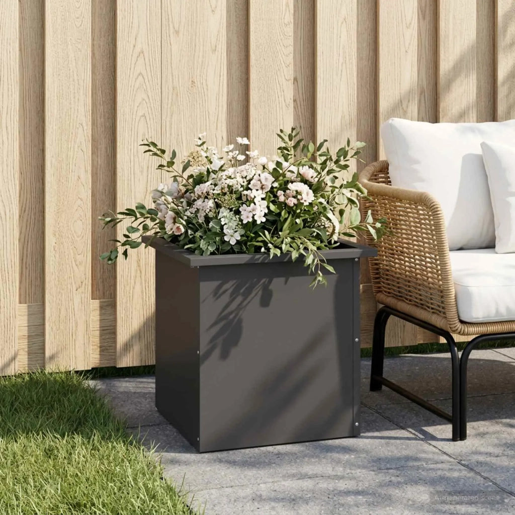 Fioriera da giardino con LED Nero 40 x 40 x 40 cm Acciaio 8008126