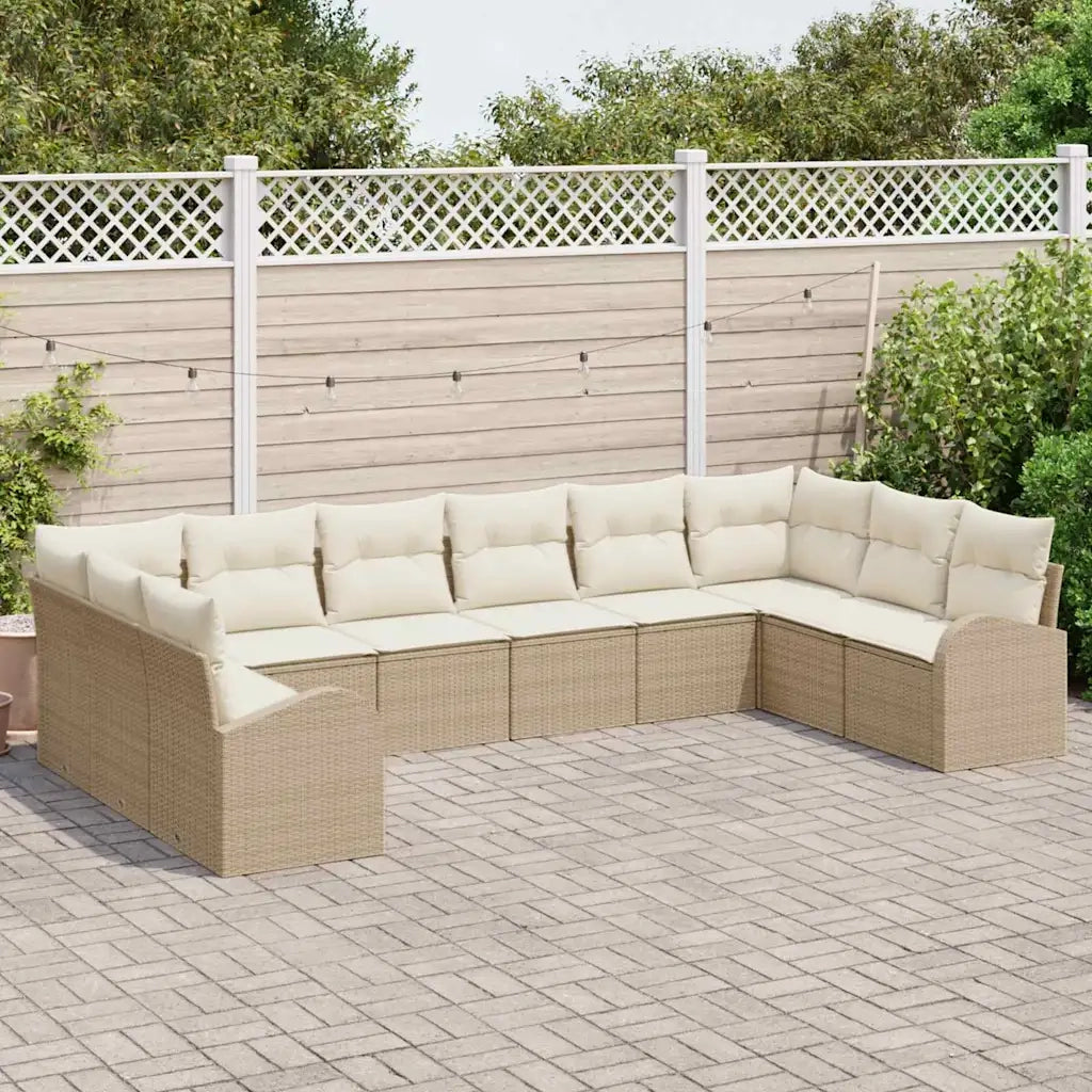 Set di divani con cuscino 10 pcs Beige Polyrattan 3346221
