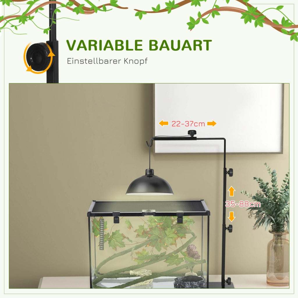 Supporto per lampada riscaldante per terrari, regolabile in altezza, 40x15x95 cm, nero