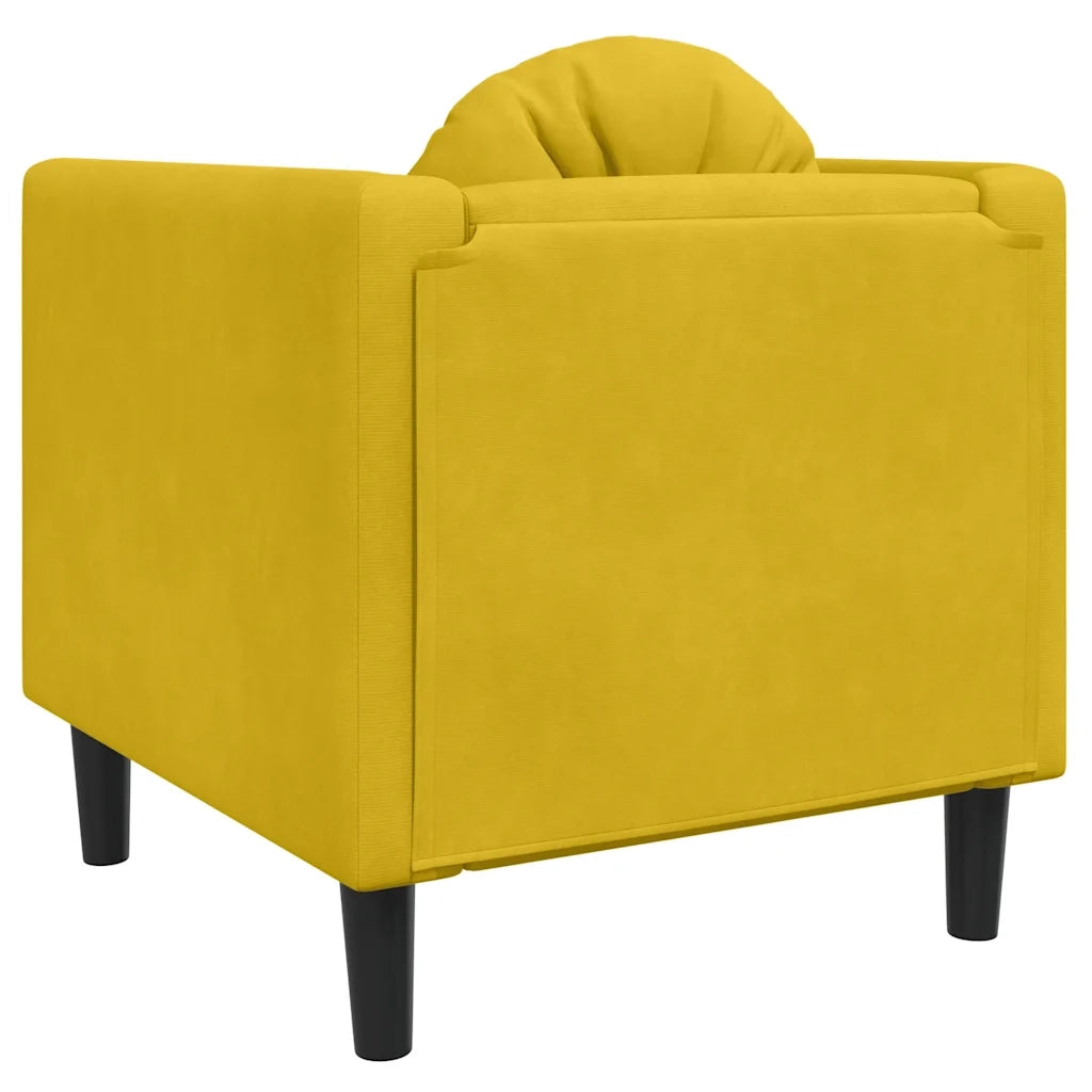 Divano Sedia-Poltrona con Cuscino Giallo in Velluto