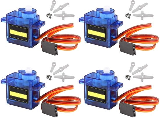 Motore servo 4 pezzi - Mini servo 9g - Elevata prestazione - Helicopero/ Aereo/Auto/Bateau RC - Funzionale tensione 4,8V/6V - Compatta e leggera