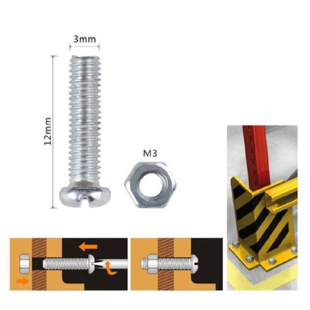 Trade Shop - Set 40 Pz Viti Vite Testa A Croce Tonda 3x12 Mm Con Dadi Dado Esagonale M3 90952 -