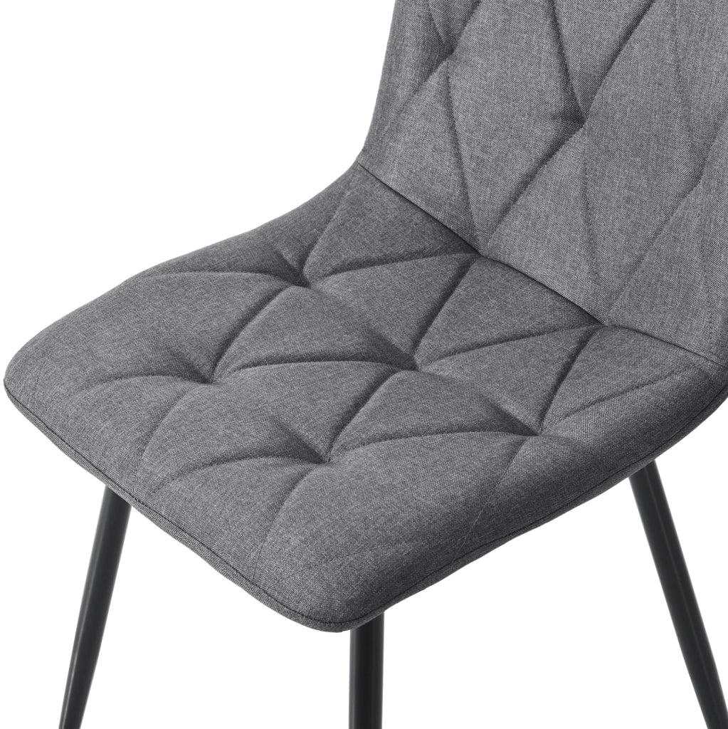 Set di 4 sedie imbottite in lino grigio con gambe in metallo